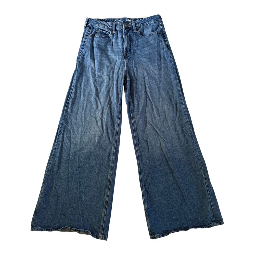 Old Navy High Rise Wide Leg Jean 8 Drapey Denim